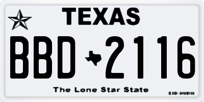 TX license plate BBD2116