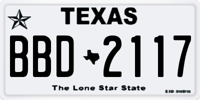 TX license plate BBD2117