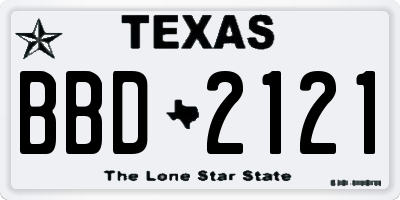 TX license plate BBD2121