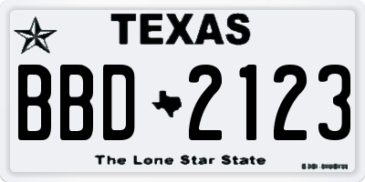 TX license plate BBD2123