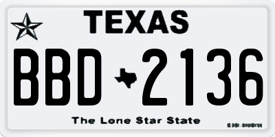 TX license plate BBD2136