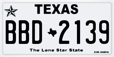 TX license plate BBD2139