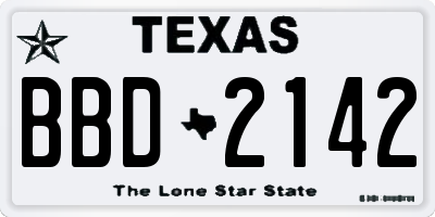 TX license plate BBD2142