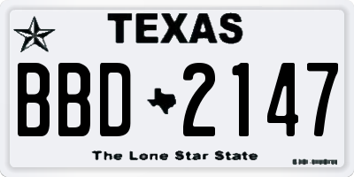 TX license plate BBD2147
