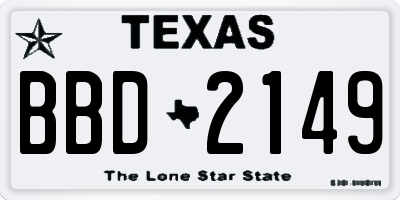 TX license plate BBD2149