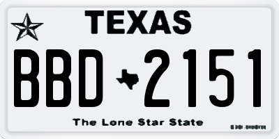 TX license plate BBD2151