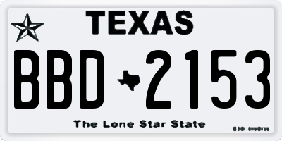 TX license plate BBD2153