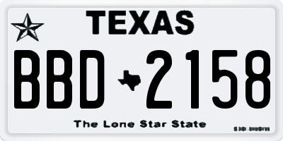 TX license plate BBD2158