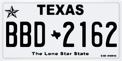 TX license plate BBD2162