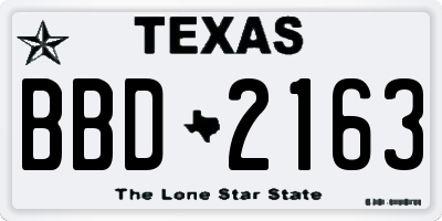 TX license plate BBD2163