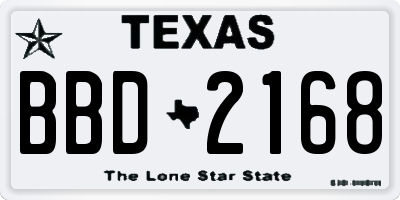 TX license plate BBD2168