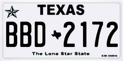 TX license plate BBD2172
