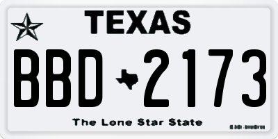 TX license plate BBD2173