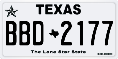 TX license plate BBD2177