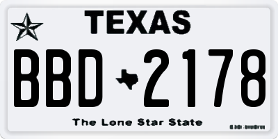 TX license plate BBD2178
