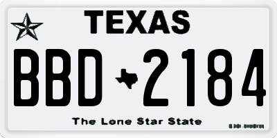 TX license plate BBD2184