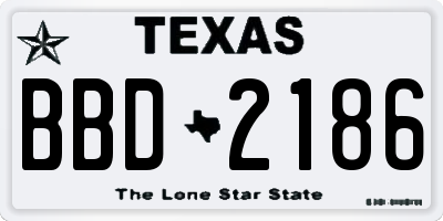TX license plate BBD2186
