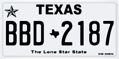 TX license plate BBD2187