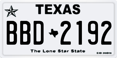 TX license plate BBD2192