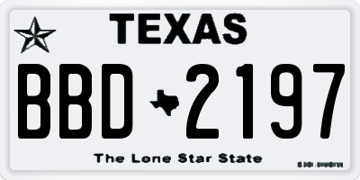 TX license plate BBD2197