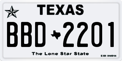 TX license plate BBD2201