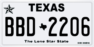 TX license plate BBD2206