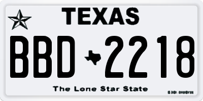 TX license plate BBD2218