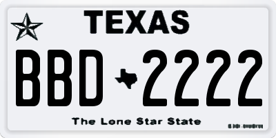 TX license plate BBD2222