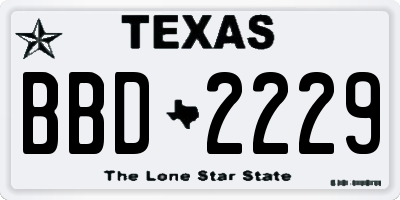 TX license plate BBD2229