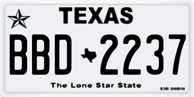 TX license plate BBD2237