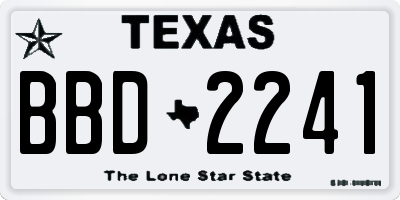 TX license plate BBD2241