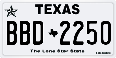 TX license plate BBD2250