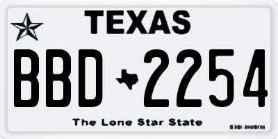 TX license plate BBD2254