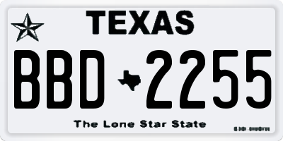 TX license plate BBD2255