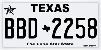TX license plate BBD2258