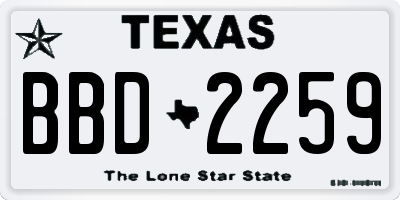 TX license plate BBD2259