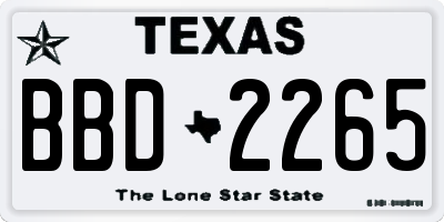 TX license plate BBD2265