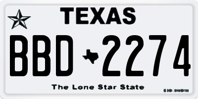 TX license plate BBD2274