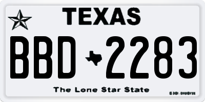 TX license plate BBD2283