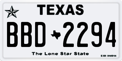 TX license plate BBD2294