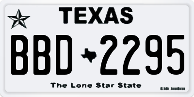 TX license plate BBD2295