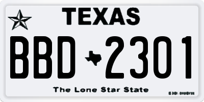 TX license plate BBD2301