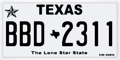 TX license plate BBD2311