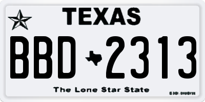 TX license plate BBD2313