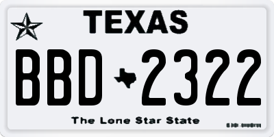 TX license plate BBD2322