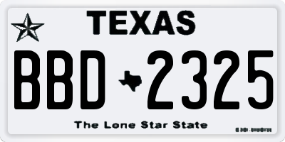 TX license plate BBD2325