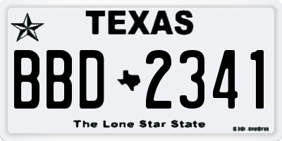TX license plate BBD2341