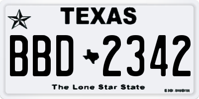 TX license plate BBD2342