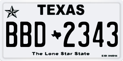 TX license plate BBD2343