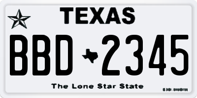 TX license plate BBD2345
